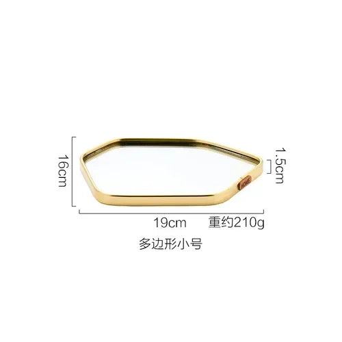 New Light Luxury Mirror StorageTray Home Decoration Desktop Storage Tray Multilateral Geometric Tray Living Room Accessories - AMULET RING STORE