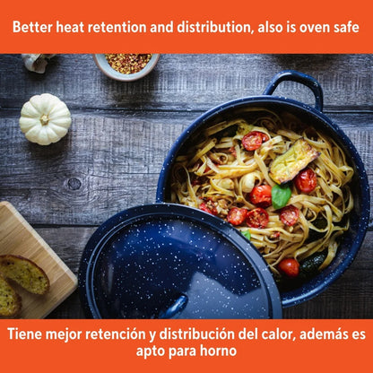 6Qt Enamel Stock Pot Heavy Duty Cooking Pot Stylish Efficient Heat Distribution Perfect Soups Stews Pasta Family Gatherings