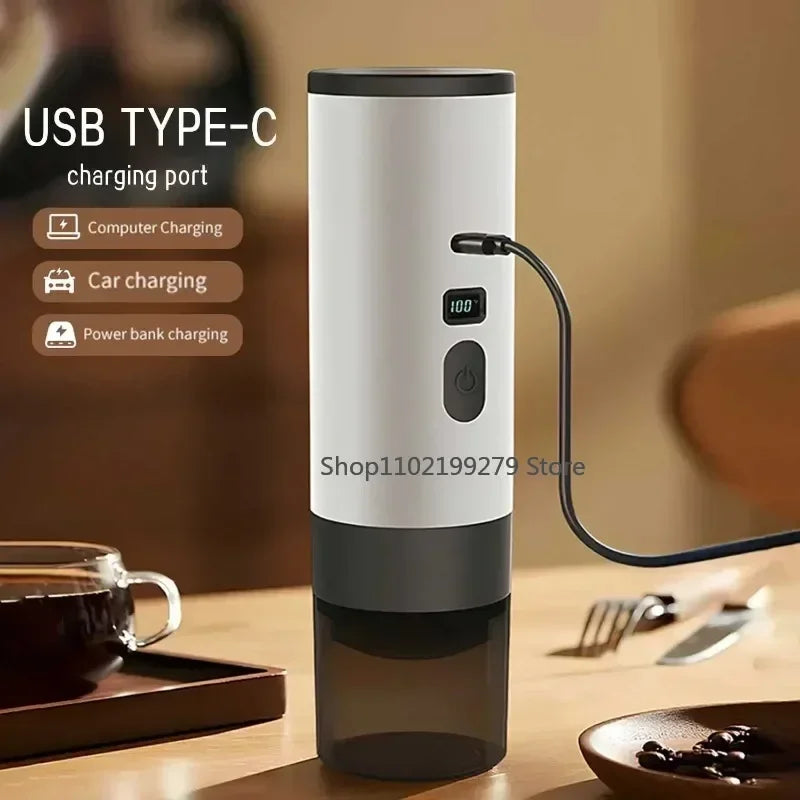 Portable Electric Coffee Maker 3-in-1 Capsule Coffee Grinder Travel Coffee Maker with Cordless Heating for Car and Home Camping - AMULET RING STORE