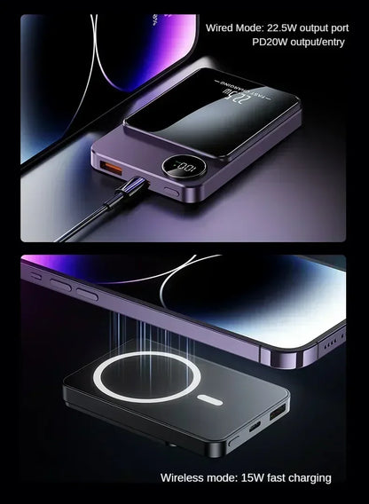 30000mAh MagSafe Power Bank - 15W Magnetic Wireless Charger with PD Fast Charge for iPhone 15/14/13 (Qi-Certified for Android) - AMULET RING STORE