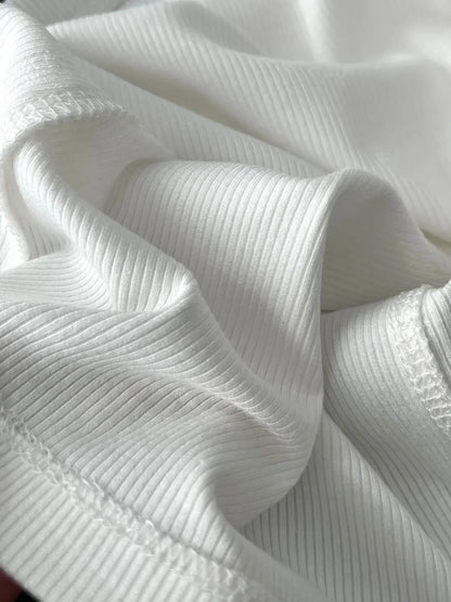 Women's Sports Quick Drying Fitness Yoga Top Simple Black White Long Sleeved Threaded T-shirt Fashion Solid Color Cotton T-shirt