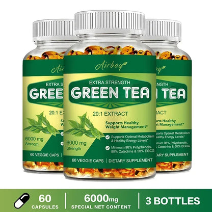Green Tea Capsules - with 98% Polyphenols, 50% EGCG - Burns Fat, Boosts Metabolism, Appetite Suppressant, Antioxidant