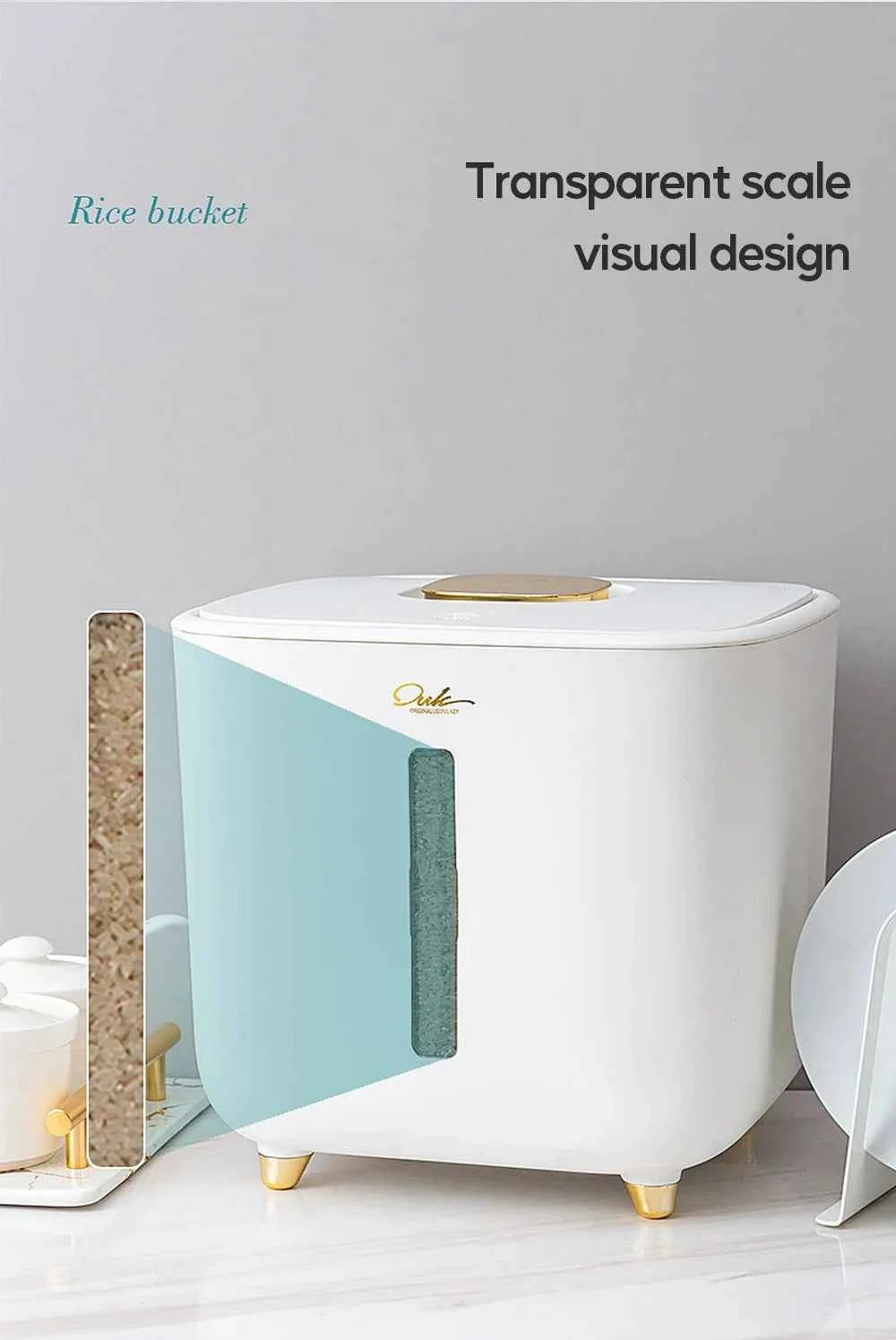 Moisture Proof Insect Proof Rice Box 5/10KG Grain Sealed Jar Kitchen Container Bucket Storage Pet Dog Food Box with Bullet Lid