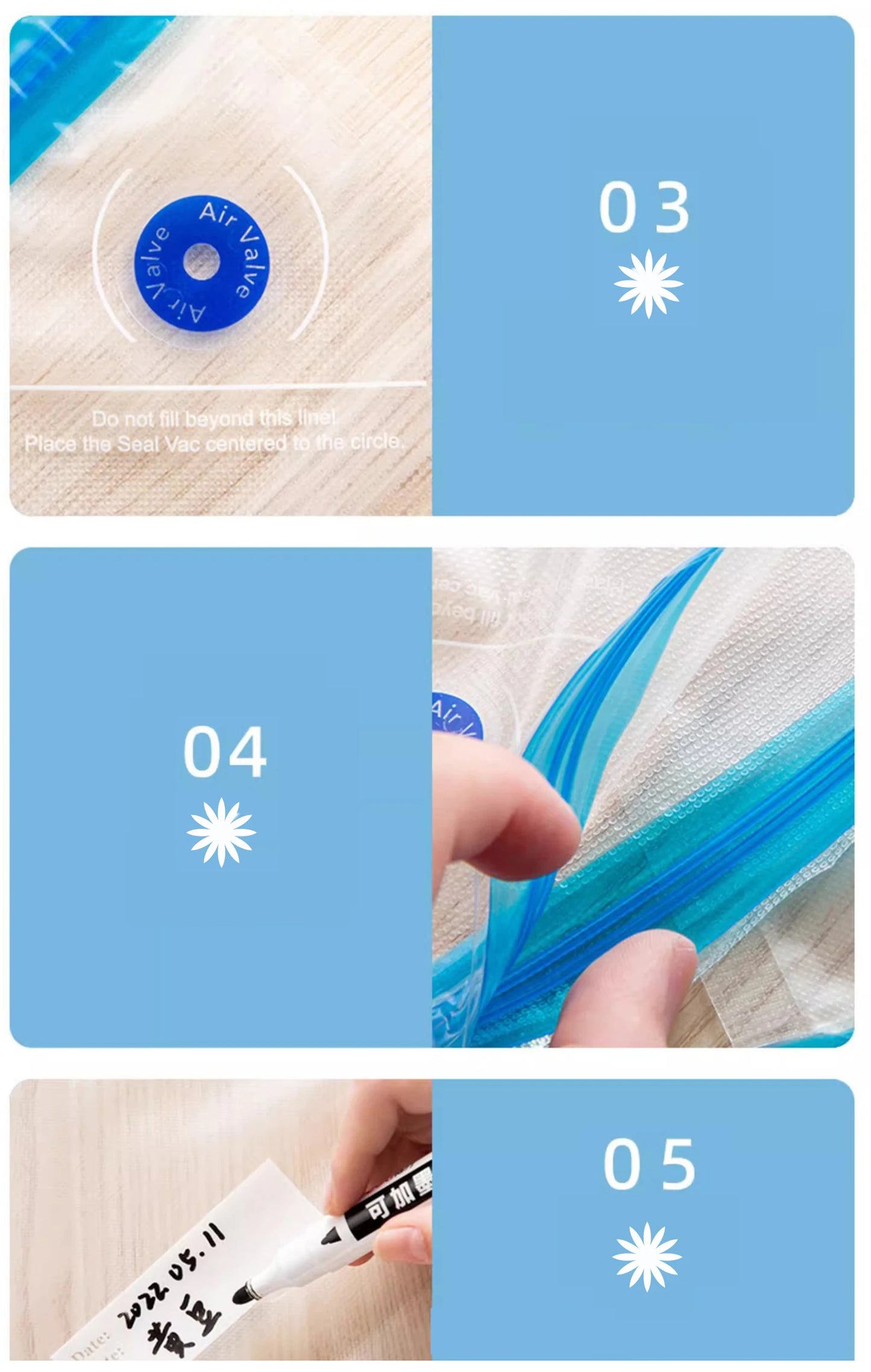 Reusable vacuum food storage bag zipper bag set USB electric pump vacuum sealing bag and manual pump vacuum bag - AMULET RING STORE