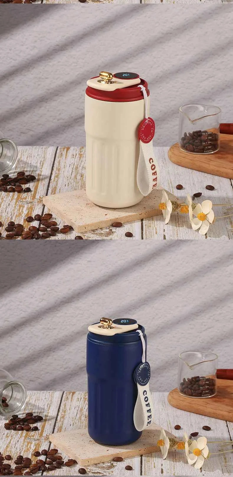 460ml Thermos Bottle Smart Display Temperature 316 Stainless Steel Vacuum Cup Office Coffee Cup Business Portable Thermal Mug