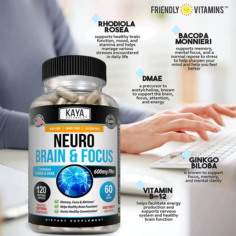 Neuro Brain & Focus Supplement - Healthy Memory Function, Clarity Nootropics Supplement - for Mental Focus, Cognitive Function - AMULET RING STORE