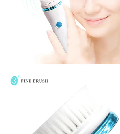 4 in 1 Electric Ultrasonic Facial Cleansing Brush Deep Cleansing Facial Brush Acne Pore Cleaner Blackhead Removal Cleaning Care