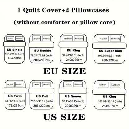 3pcs Love couple pattern printed bedding set, 1*quilt cover+2*pillowcase, suitable for couples and adults bedrooms - AMULET RING STORE