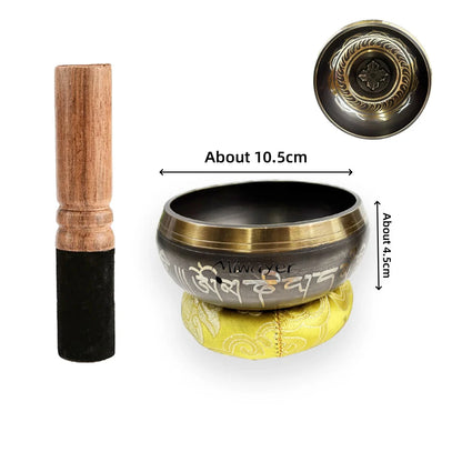 Tibetan Singing Bowl Set 8.5~20CM Size Optional Scripture Bowl Helpful for Meditation Yoga Relaxation Chakra Healing Prayer - AMULET RING STORE