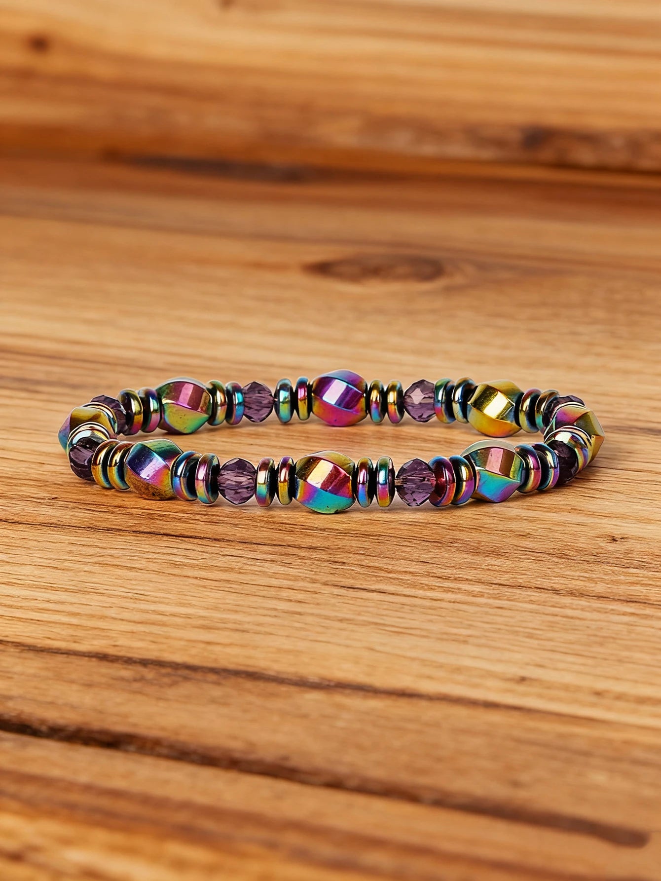 Hematite & Red Tiger's Eye Bracelet Men Natural Stone Cylinder Bead for Energy Protection Reiki Charm Courage Jewelry Women Gift