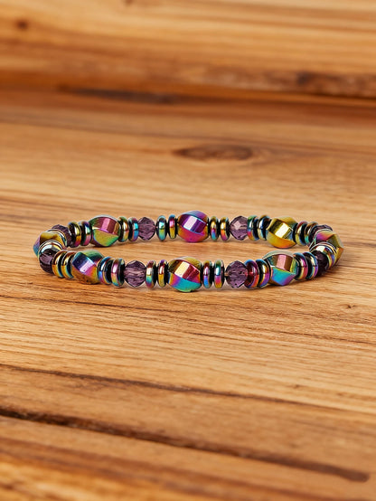 Hematite & Red Tiger's Eye Bracelet Men Natural Stone Cylinder Bead for Energy Protection Reiki Charm Courage Jewelry Women Gift