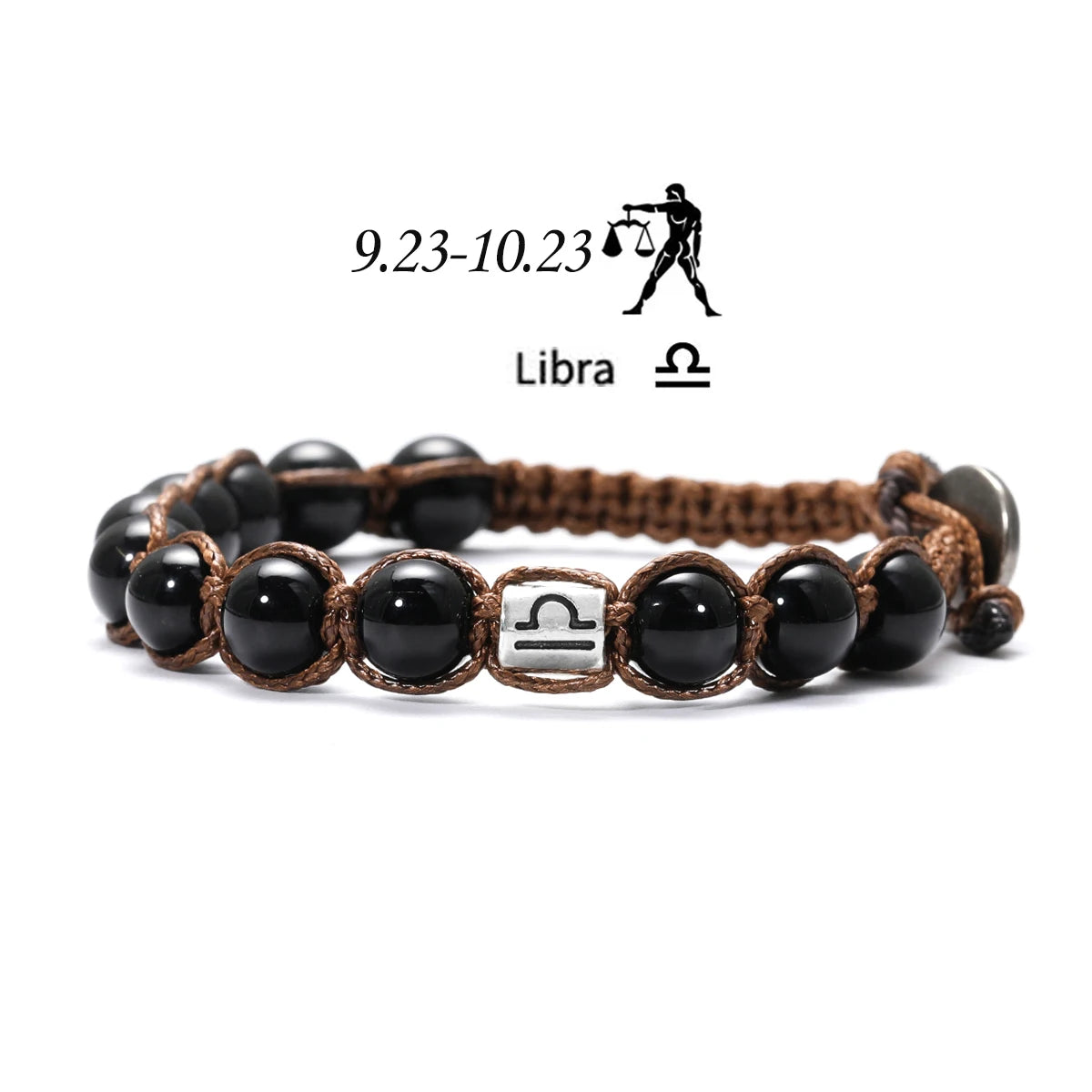 12 Zodiac Natural Stone Obsidian Hand-Woven Bracelets Cancer  Pisces Men's Bracelets Couples Friendship Jewelry pulseras hombre