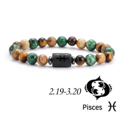 12 Zodiac Signs Natural Stone Bracelets Leo Capricorn Taurus Cancer Bracelets Women Men Couple Friendship Jewelry Gift Bracelets