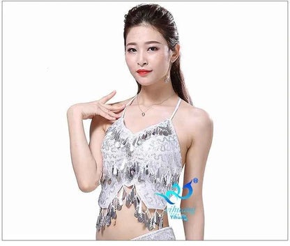 Sexy Belly Dance Bra Top Women's Sensual Strap Hanging Ne Vest Dance Clothing Adult Fem Polyester Sportswear Yoga Fitn