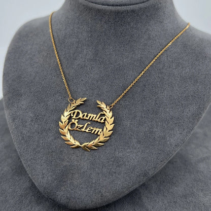 Custom Laurel Wreath Name Necklace Women Girl Jewelry Personalized Stainless Steel Couple Nameplate Necklace Gifts For Her