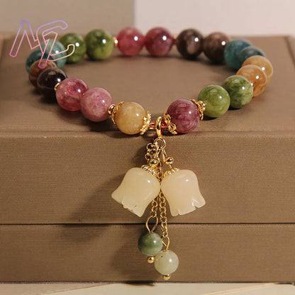 Natural Jade Agate Bracelet Exquisite Flower Design Young Girls Fashion Jewelry Real Gemstone Best Holiday Gift