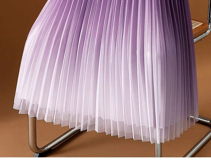 2023 Summer Tulle Mesh Gradient Skirt High-end High Waist Long Skirt Elegant Evening Party Sexy A-line Pleated Skirts Women Boho