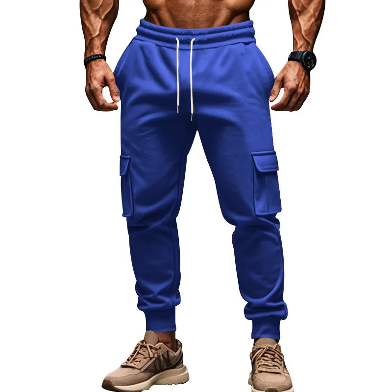 New autumn and winter velvet men's casual overalls multi-pocket pants large size sports casual trousers