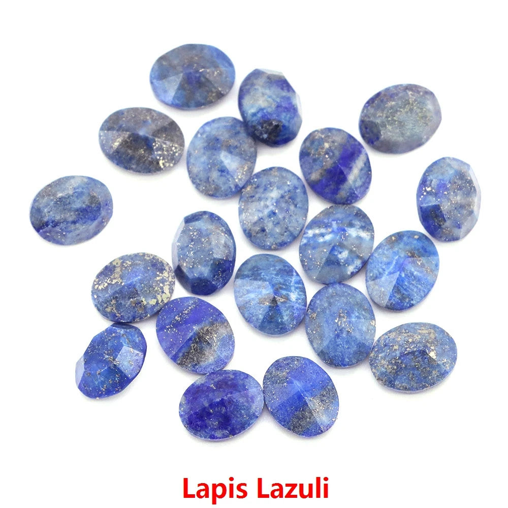 8X10mm Natural Stone Oval Cut Diamonds Faceted Loose Cabochon Beads Amethyst Healing Crystal for Jewelry Making DIY Ring Earring