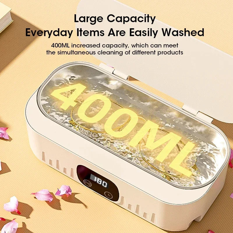Ultrasonic Cleaning Machine 400ml Ultrasonic Cleaning Tank Automatic Cleaning Makeup Brush Glasses Watches Jewelry Cleaning - AMULET RING STORE