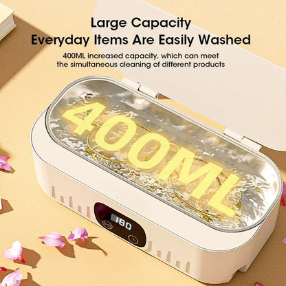 Ultrasonic Cleaning Machine 400ml Ultrasonic Cleaning Tank Automatic Cleaning Makeup Brush Glasses Watches Jewelry Cleaning - AMULET RING STORE