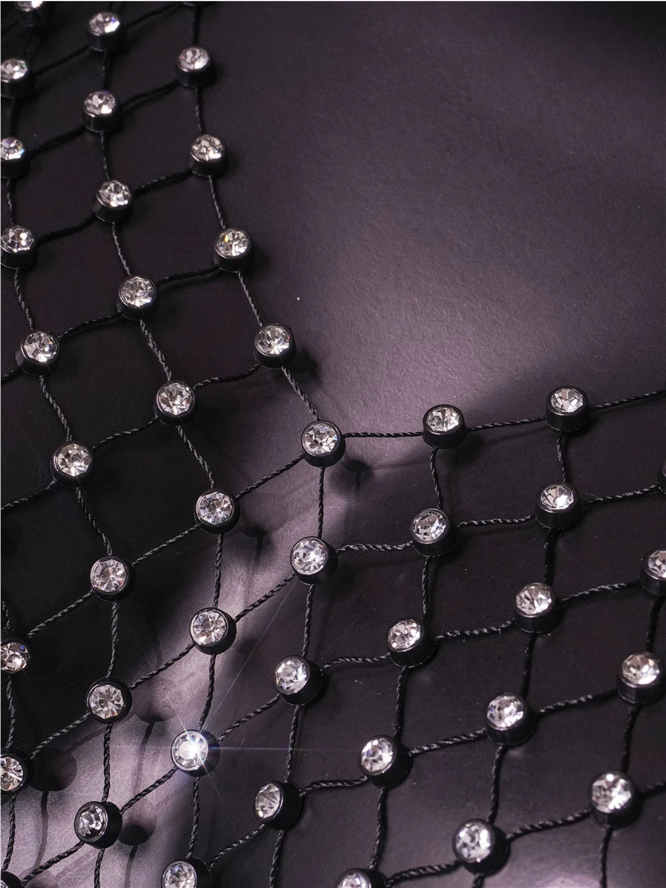 Sexy see through black rhinestone Crop Top Women 2025 Summer Sparkly fishnet beach Party Tank Top night club outfits Tops smock - AMULET RING STORE