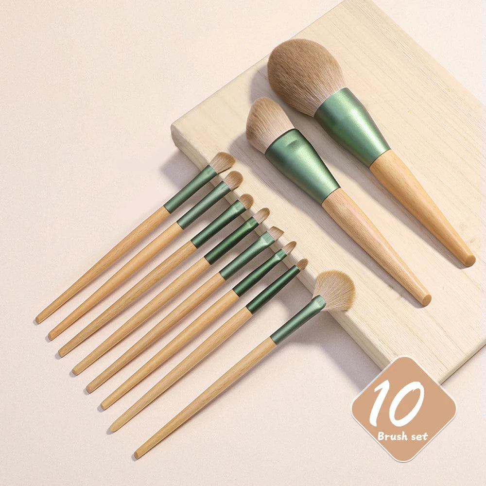 Qingluo, Professional Makeup Brushes, 10-Piece Set, Home Makeup Tools, Makeup Kit, Flawless Finish, Makeup Artist Tools, Makeup - AMULET RING STORE