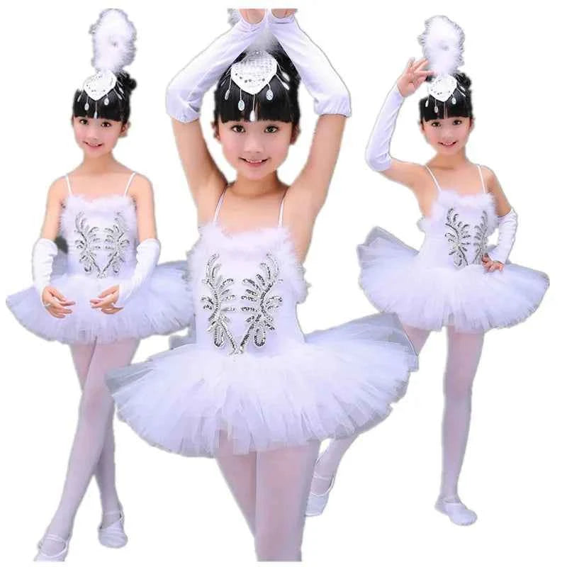 White Ballerina Dancing Costumes For Kids Tutu Dancewear Professional Girls Swan Lake Dance Dress Performance Ballet Dress 1Set