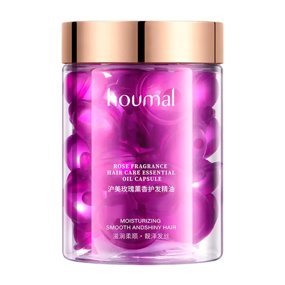 Hair Styling Serum for Frizzy & Dry Hair Rose Essence Oil Capsules Leave-in Anti Frizz Conditioner Repairs Dry, Damaged Hair - AMULET RING STORE