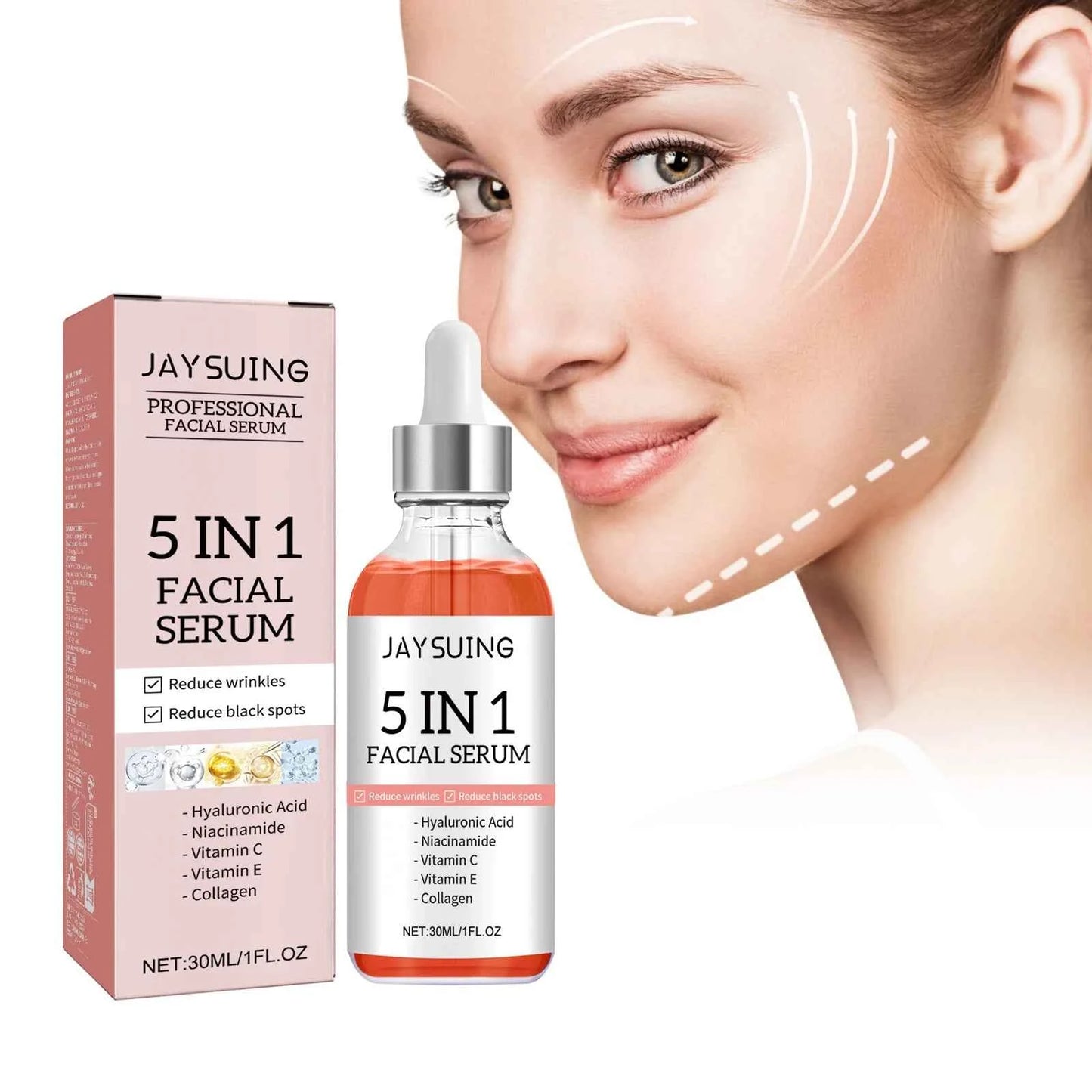 1/3/5PCS 5 In 1 Facial Serum Fade Fine Lines Firming Skin Shrink Pore Moisturizing Brightning Hyaluronic Acid Retinol Face Serum