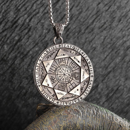 Retro Fashion Seven Angels Magic Circle Solomon's Seal Necklace Pendant AMULET RING STORE