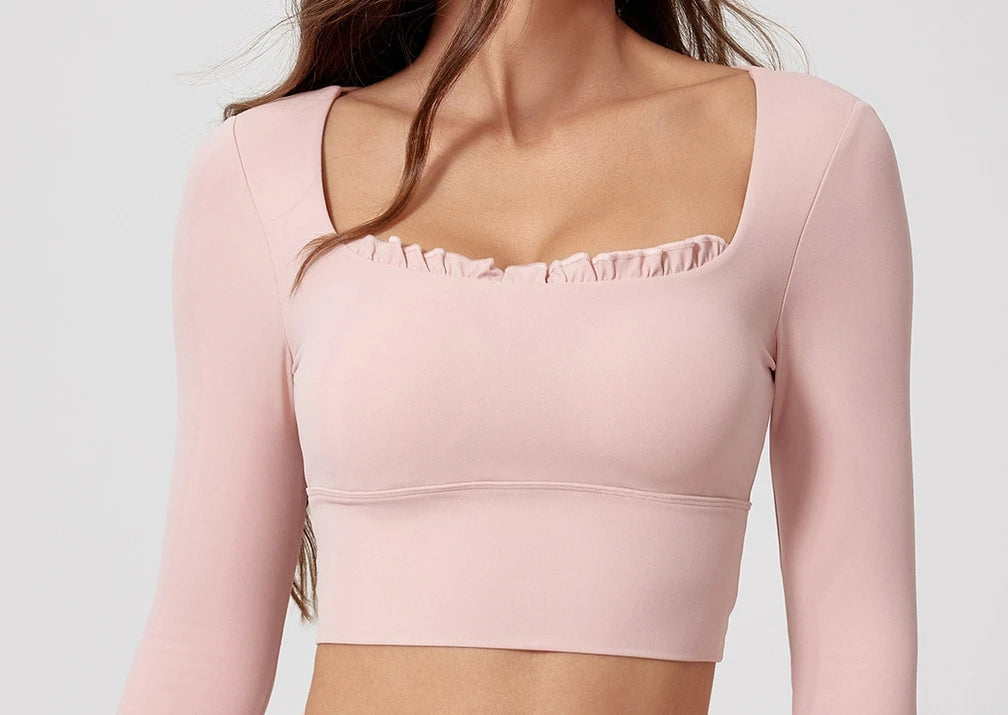 1/2PCS Pad Women Yoga Set Lotus Gym Fitness Long Sleeve Sports Crop Top High Waist Bell Flare Legging Workout Athletic Wear