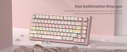 134 Keys Pink Cat  MOA Profile PBT Keycaps Customs Dye Sub Key caps for 61/87/104 Cherry MX Switch Gaming Mechanical Keyboard