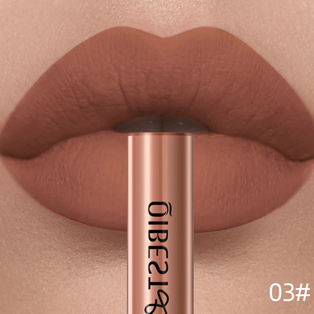 QIBEST Matte Liquid Lipstick Waterproof Long Lasting Velvet Lip Gloss Tint Tube Matte Nude Pigment Red Lipgloss Lips Makeup - AMULET RING STORE
