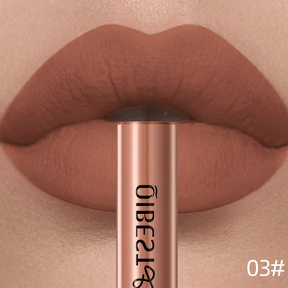 QIBEST Matte Liquid Lipstick Waterproof Long Lasting Velvet Lip Gloss Tint Tube Matte Nude Pigment Red Lipgloss Lips Makeup - AMULET RING STORE