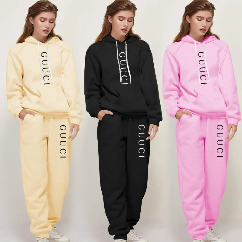 Autumn Winter Two Piece Set for Women Drawstring Women's Tracksuit Hooded Suit Quality Comfortable Casual Pullover Fashion Daily - AMULET RING STORE