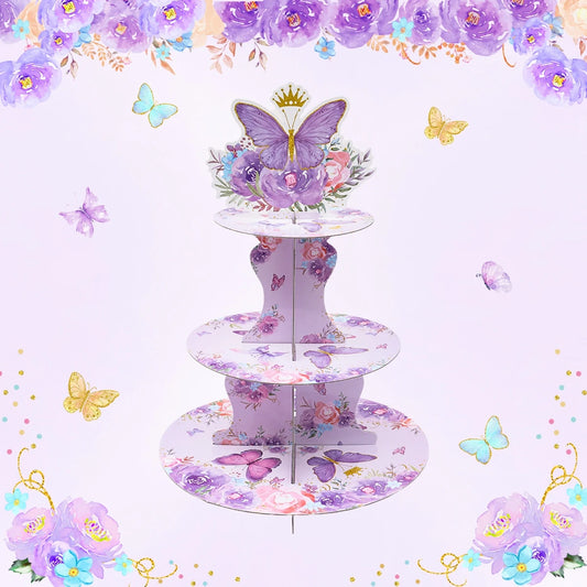 Cake Display Stand Jungle Mermaid Birthday Party Decorations Kids Dessert Holder Cake Tray Butterfly Baby Shower Cupcake Support - AMULET RING STORE
