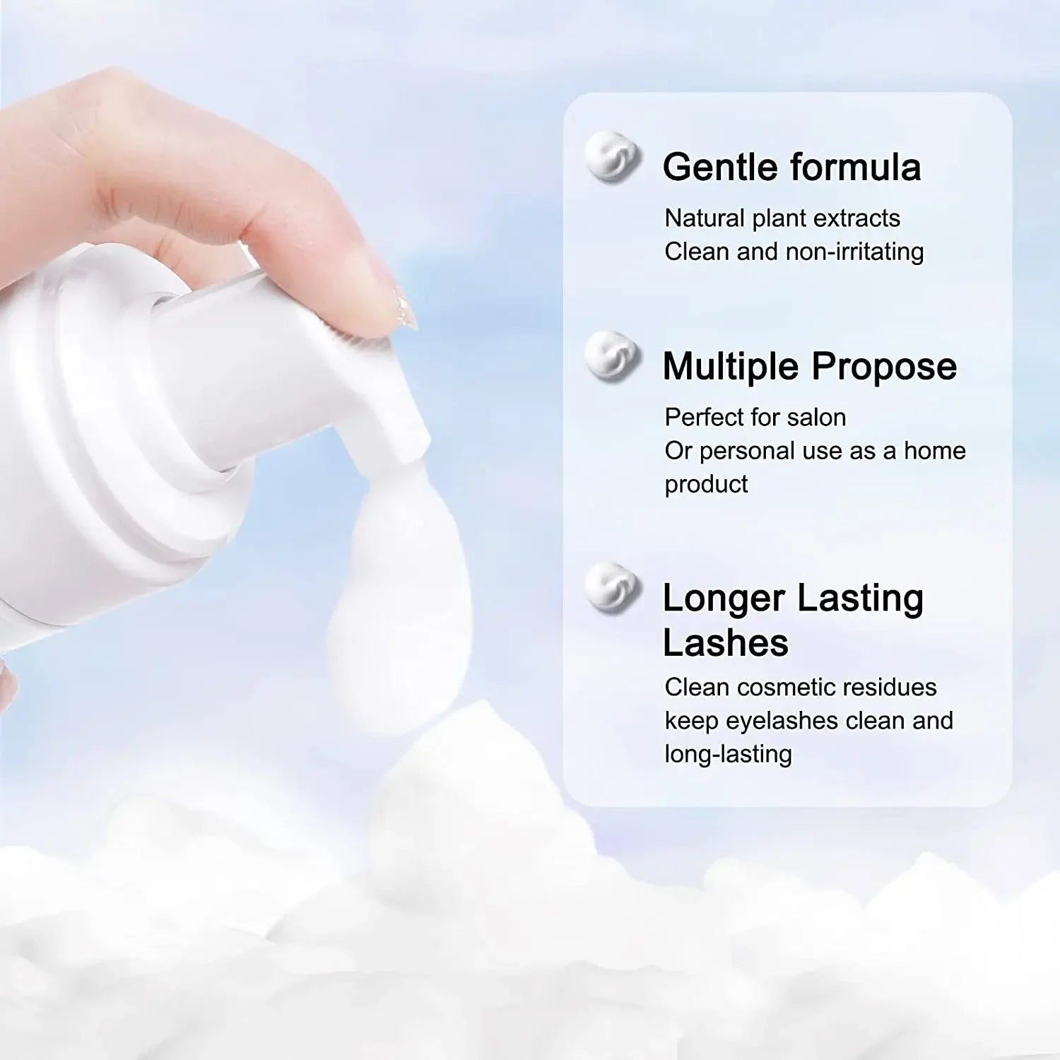 5/10PCS 50ML Eyelash Extension Shampoo Foam Mousse Kit Fast Makeup Glue Removal Foam Set Deeply Cleaning With Brush For Women - AMULET RING STORE