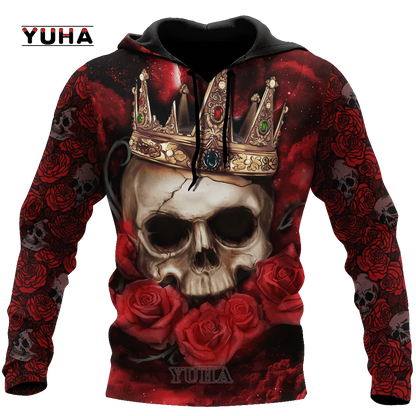 Dark Red Skull Tattoo 3D All Over Printed Men's Hoodie & Sweatshirt Spring and Autumn Unisex Hoodies Casual Sportswear - AMULET RING STORE