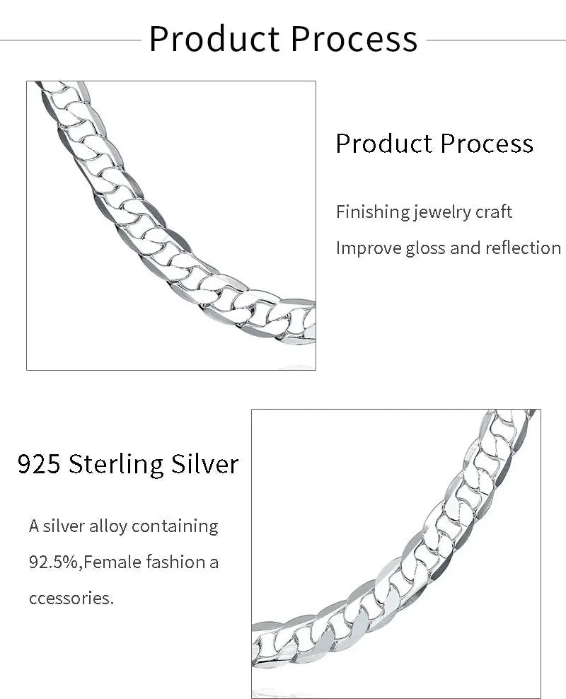 Men's 925 Sterling Silver Necklace 2/4/6/8/10/12MM 40-75cm Face Chain Necklace Lobster Clasp Men And Women Engagement Jewelry - AMULET RING STORE