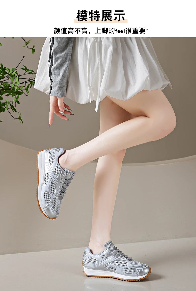 Women's Colorblock Casual Sneakers, Lace Up Soft Sole Platform Casual Shoes, Low-top Walking Comfy Shoes in holiday - AMULET RING STORE