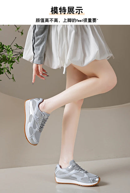 Women's Colorblock Casual Sneakers, Lace Up Soft Sole Platform Casual Shoes, Low-top Walking Comfy Shoes in holiday - AMULET RING STORE