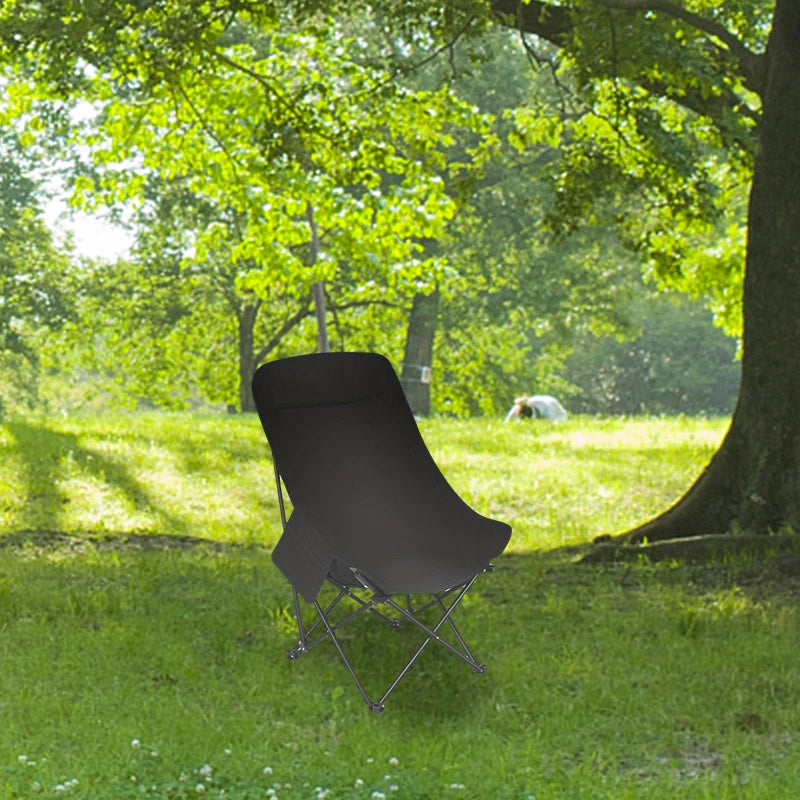 Moon shaped semi recliner folding chair with outdoor handbag, waist and back cushion with side pockets, durable and long-lasting - AMULET RING STORE