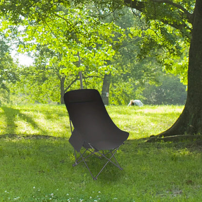 Moon shaped semi recliner folding chair with outdoor handbag, waist and back cushion with side pockets, durable and long-lasting - AMULET RING STORE