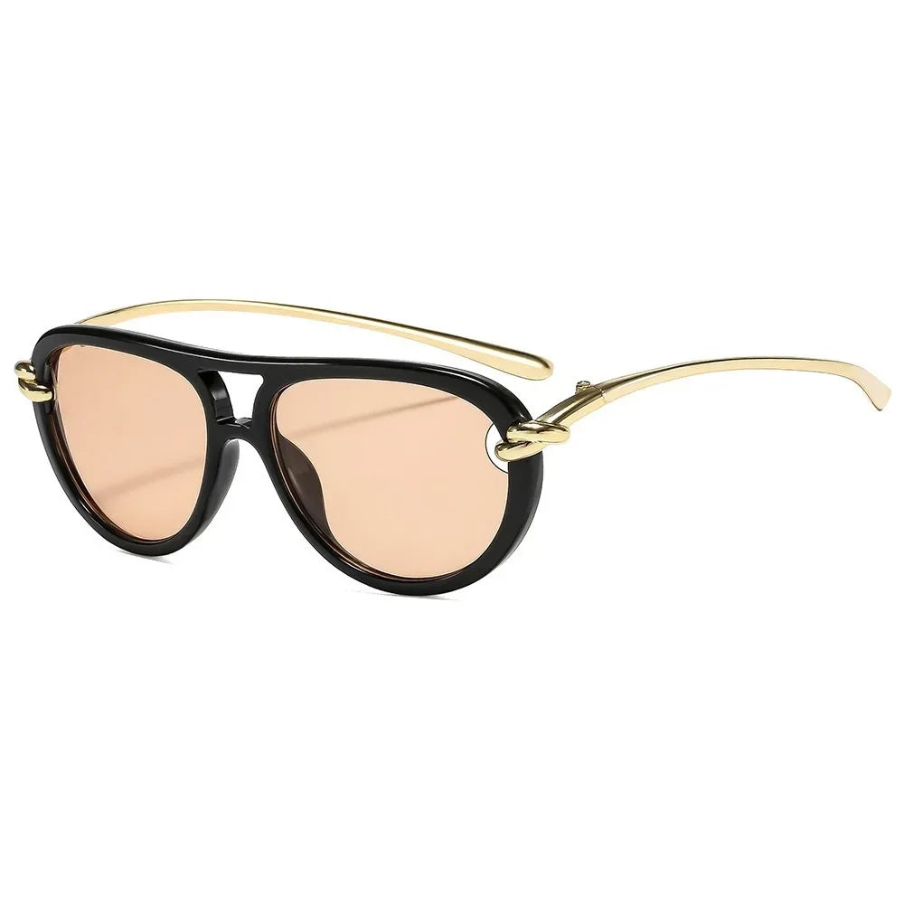 New Fashionable Personalized Toad Sunglasses Knot Double Bridge Metal Anti UV Glasses Outdoor Trendy Street Photography