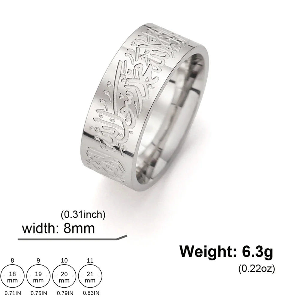 EUEAVAN Muslim Arabic Letter Engraved Ring