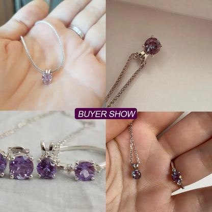 ALLNOEL 0.5ct Lab Created Alexandrite Pendant Necklace for Women 925 Sliver Color Changing Gemstone June Birthstone Wedding Gift