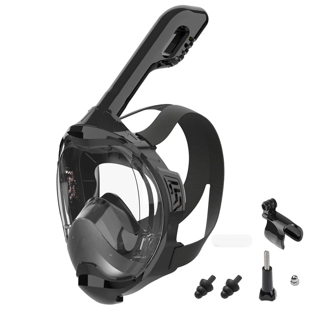 Full Face Snorkel Mask with Latest Dry Top Breathing System Detachable Camera Mount for Adults Panoramic View Anti-Leak Anti-Fog - AMULET RING STORE