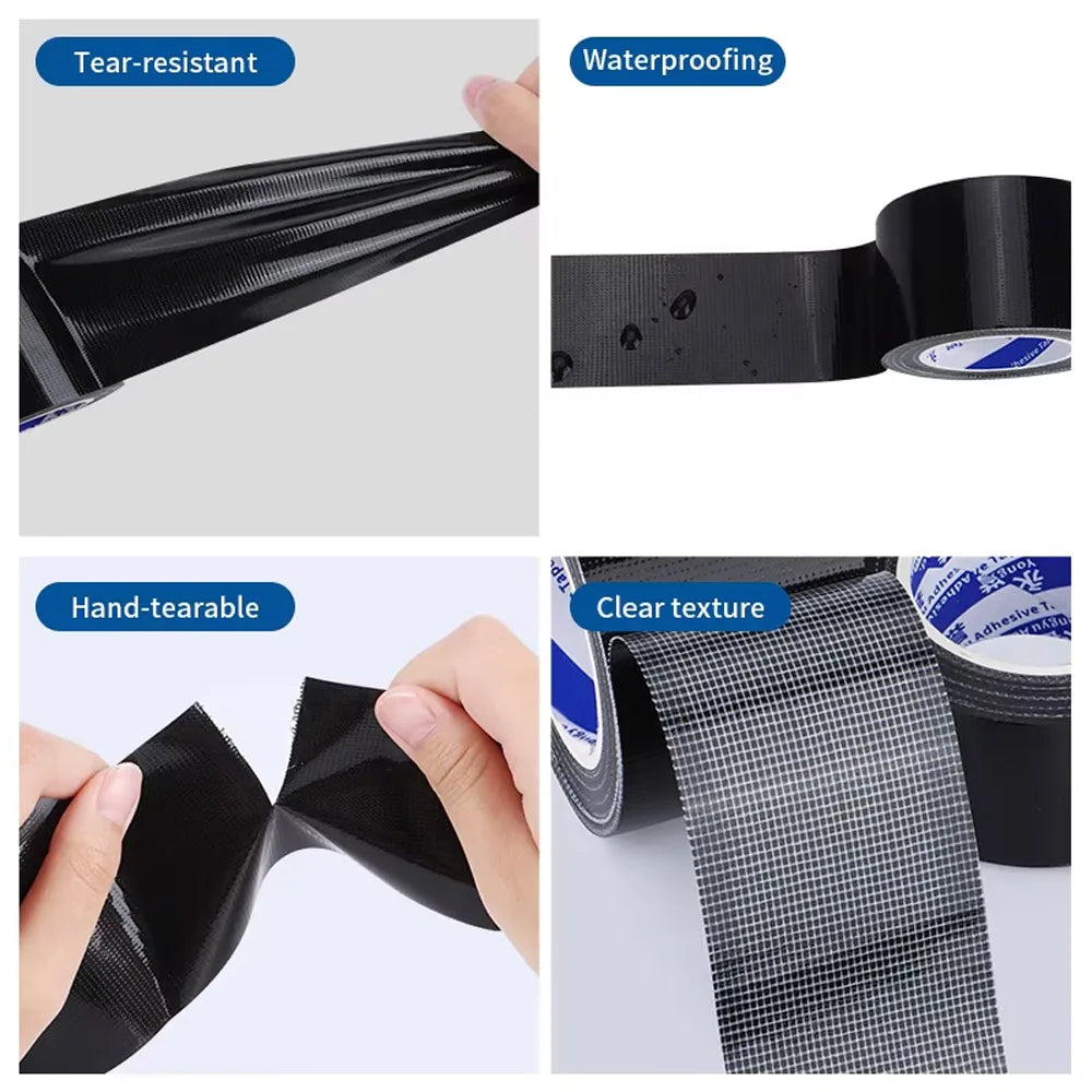 Black Cloth Based Tape Waterproof Heavy-Duty Pipe Single-Sided Tear-Proof Strong Adhesive Floor Duct Home Adhesive Bun Fixed - AMULET RING STORE