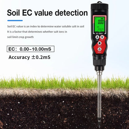 2 In 1 Soil EC Meter Handheld Digital Soil Tester Multifunction EC Temp Detector Backlit Soil EC Analyzer for Garden Greenhouse - AMULET RING STORE